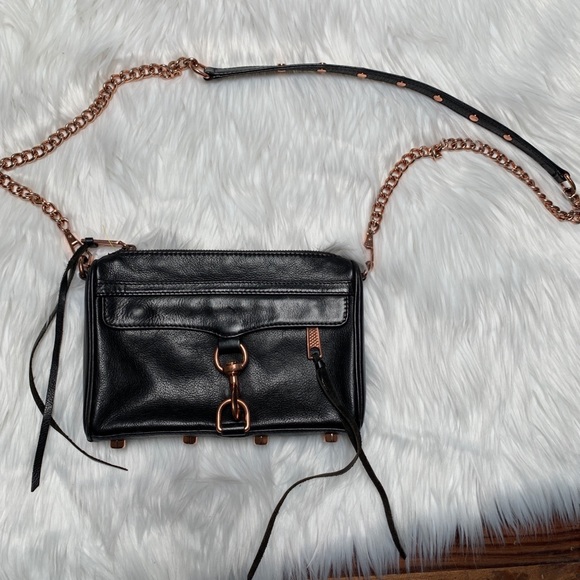 Rebecca Minkoff Handbags - Rebecca Minkoff Black Mini MAC with RoseGold